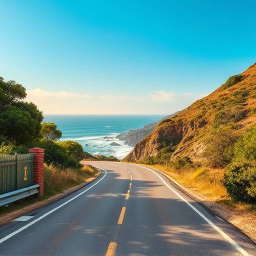 Coastal landscape along the Garden Route with a winding road