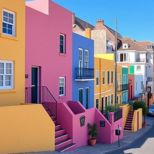 Colorful houses in the Bo-Kaap neighborhood of Cape Town