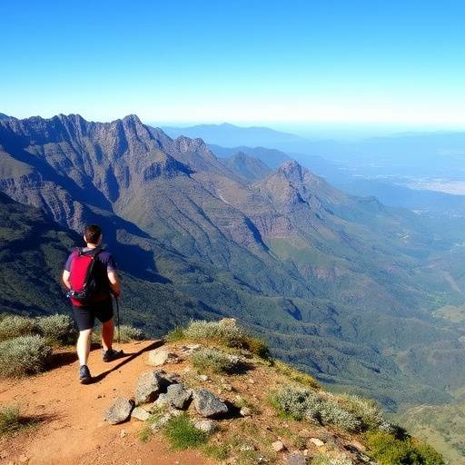 Hikers trekking through the scenic Drakensberg Mountains of South Africa