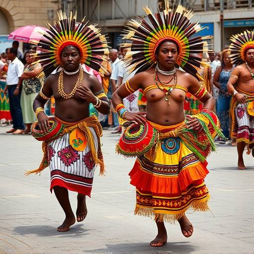 Traditional Zulu dancers performing in Durban, South Africa